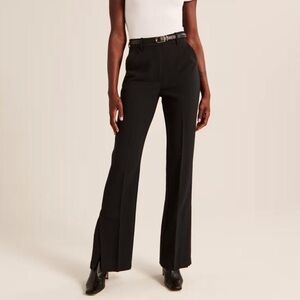 Abercrombie and Fitch Tailored Split Hem Flare Pant in Black